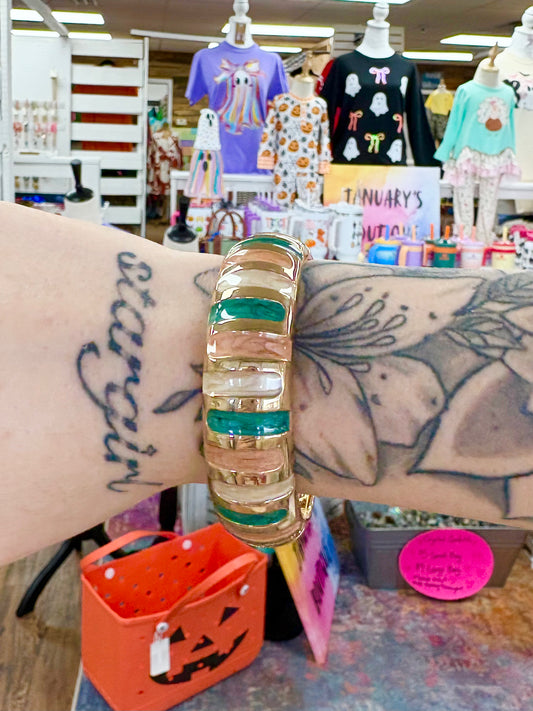 Gold & Multi Enamel Bangle