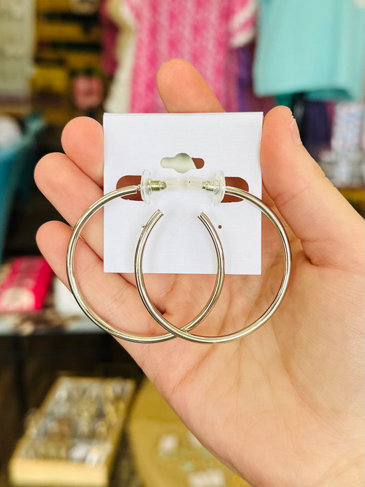 KK Medium Silver Hoops