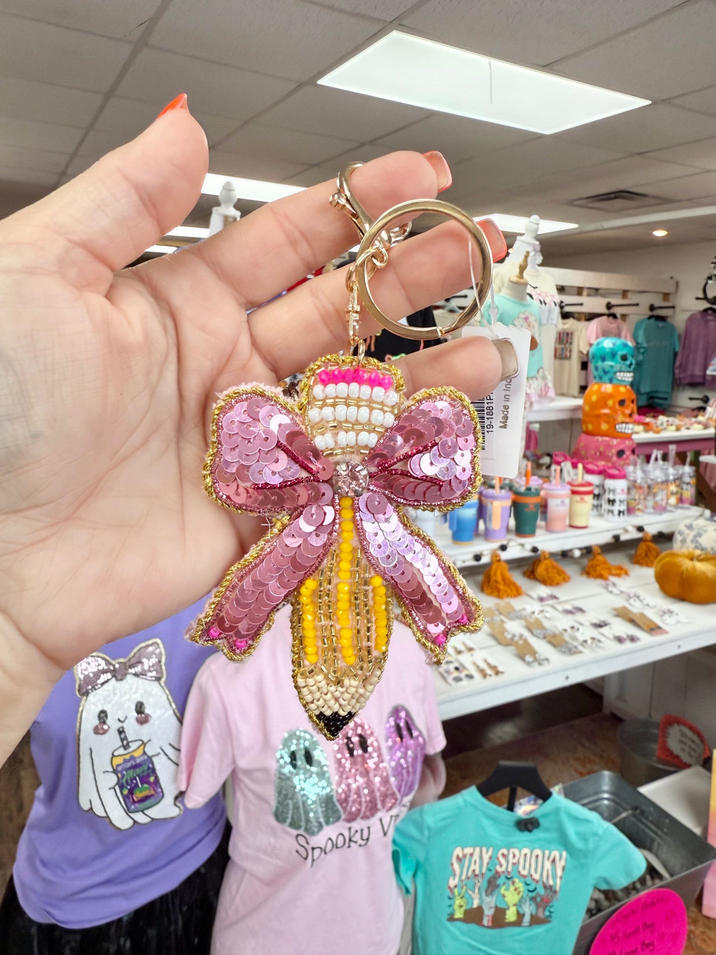 Sequin Teacher Keychain