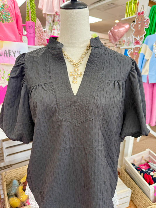 Women’s Black Textured Top