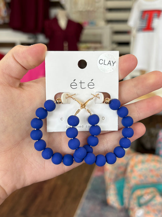 KK Royal Blue Beaded Hoops