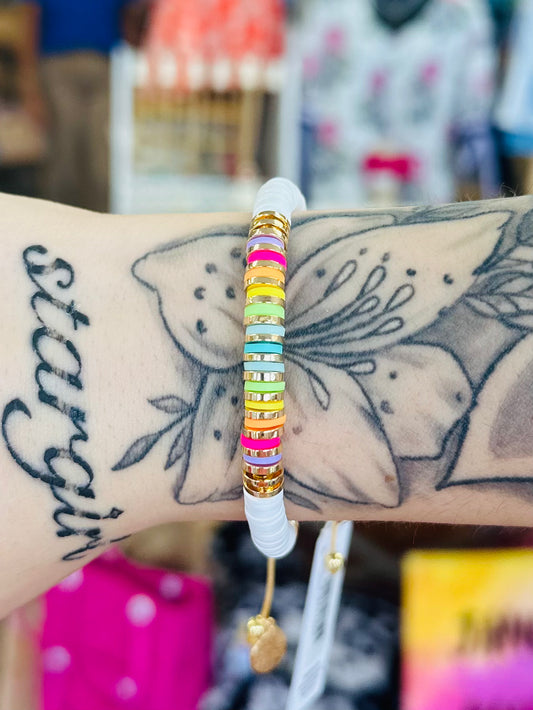 KK Jane Marie White Multi Rubber Beaded Bracelet