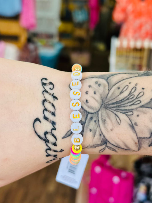 KK Jane Marie Multicolor TQ Rubber "Blessed" Bracelet