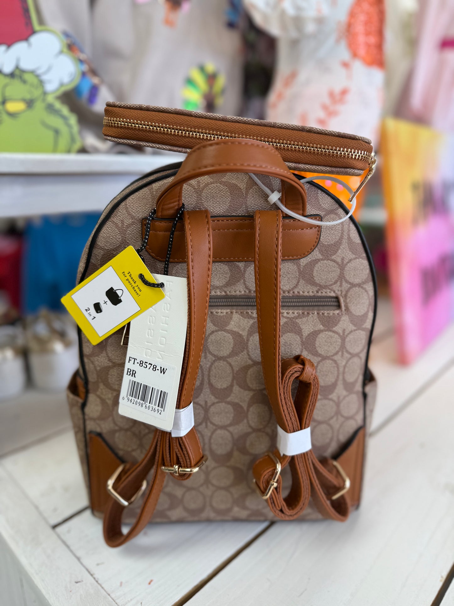 Designer Inspired Khaki Backpack