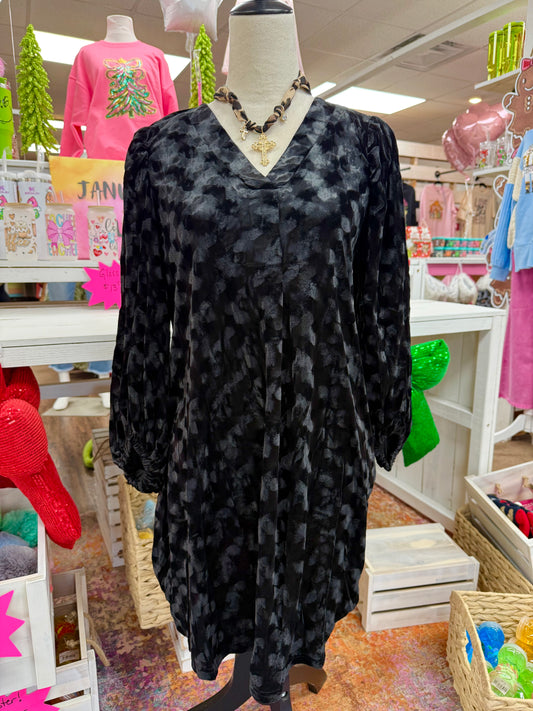 Women’s Black Textured Velvet Dress
