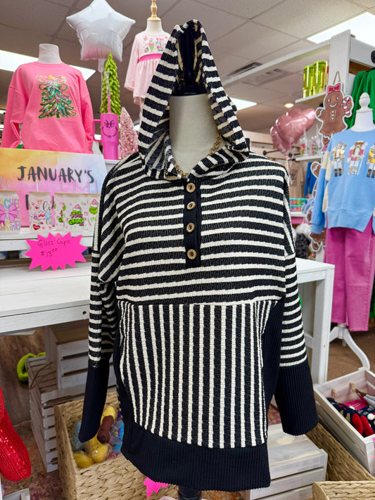 Women’s Striped Hooded Top