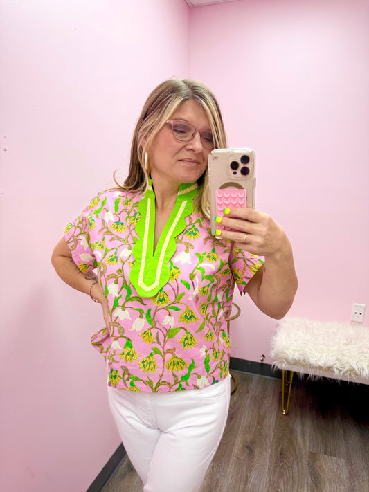 Women’s Entro Pink Floral Top