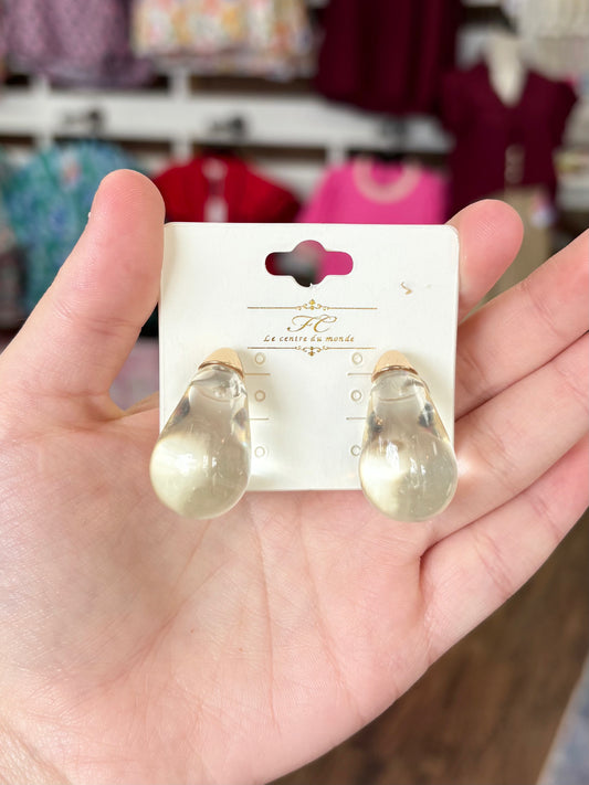 KK Clear Tear Drop Stud Earrings