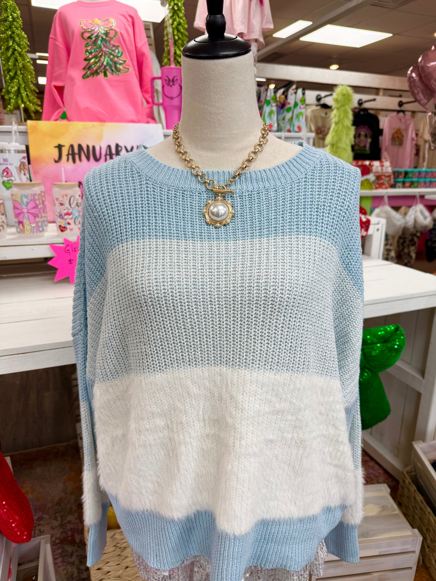 Women’s Blue Striped Sweater
