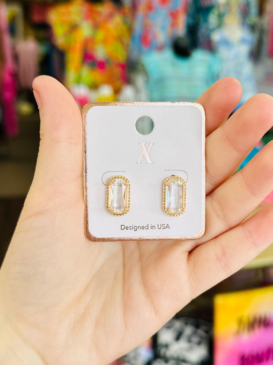 KK Clear Stone Stud Earrings