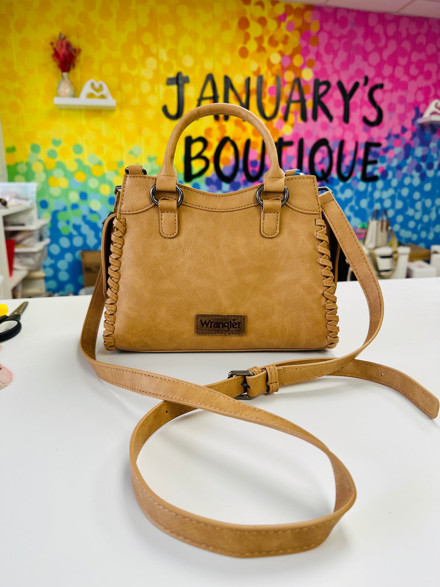 Mocha Wrangler Braided Detail Tote Crossbody