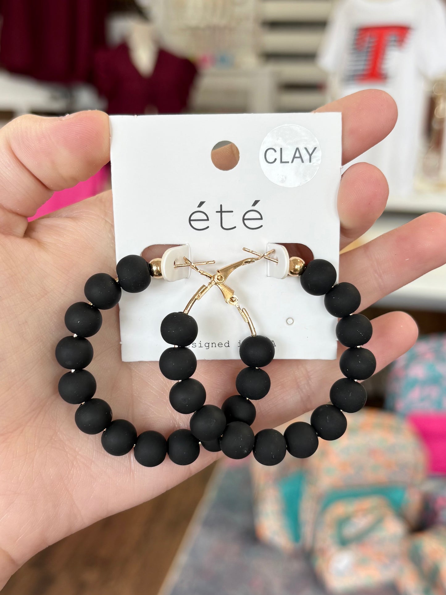 KK Black Beaded Hoops