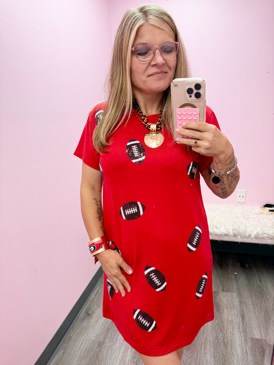 Women’s Red Sequin Football Dress