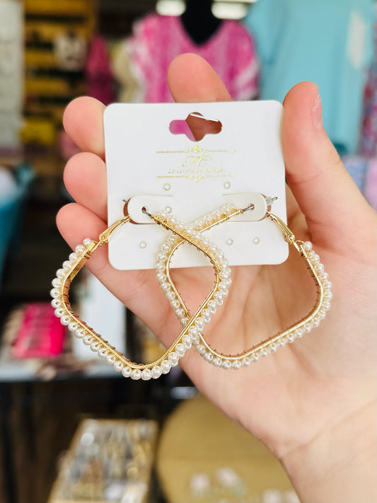 KK Square Gold/Pearl Hoops