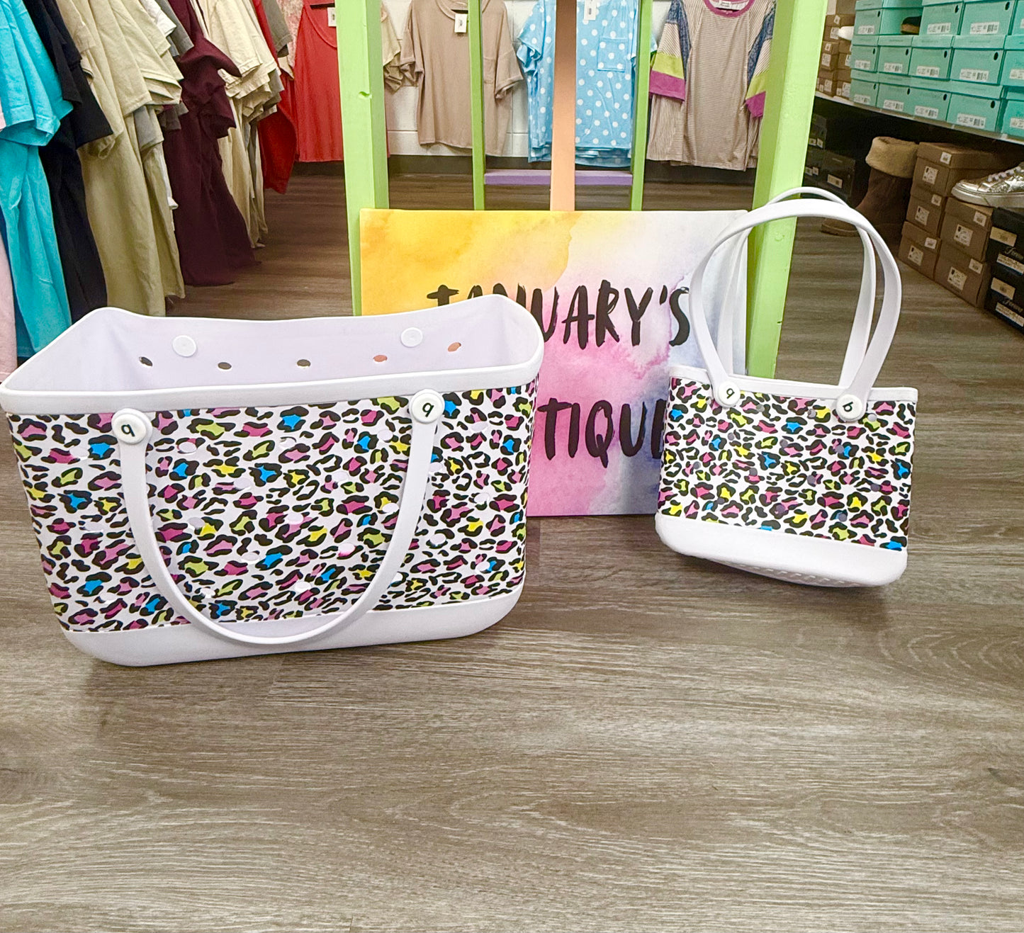 Multi Leopard Beach Tote