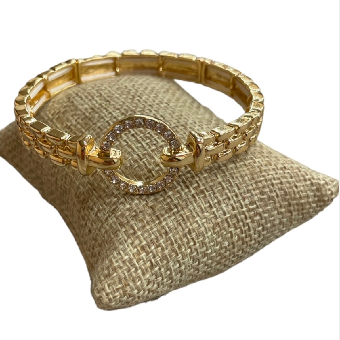 Stretch Bracelet with Rhinestone Circle Pendant