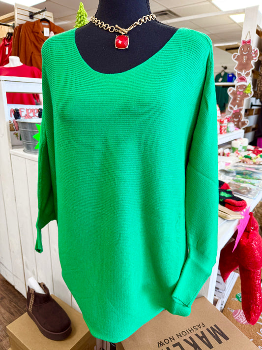 Women’s Green Fitted Cuff Sweater