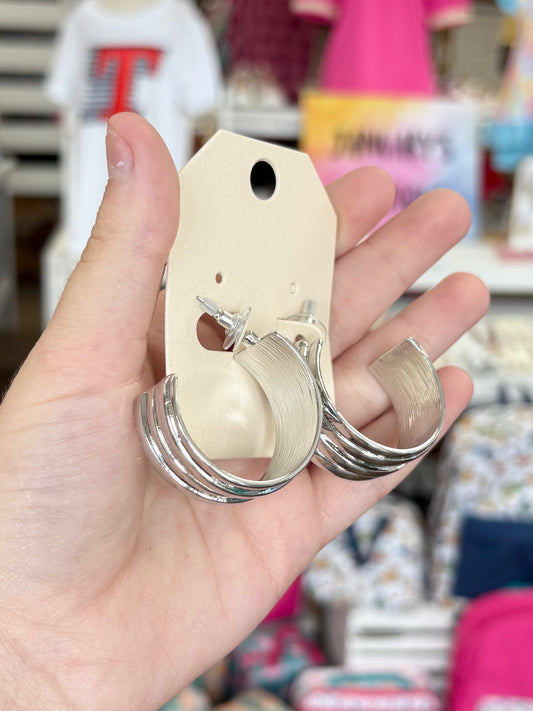 KK Wide Silver Hoop Earrings