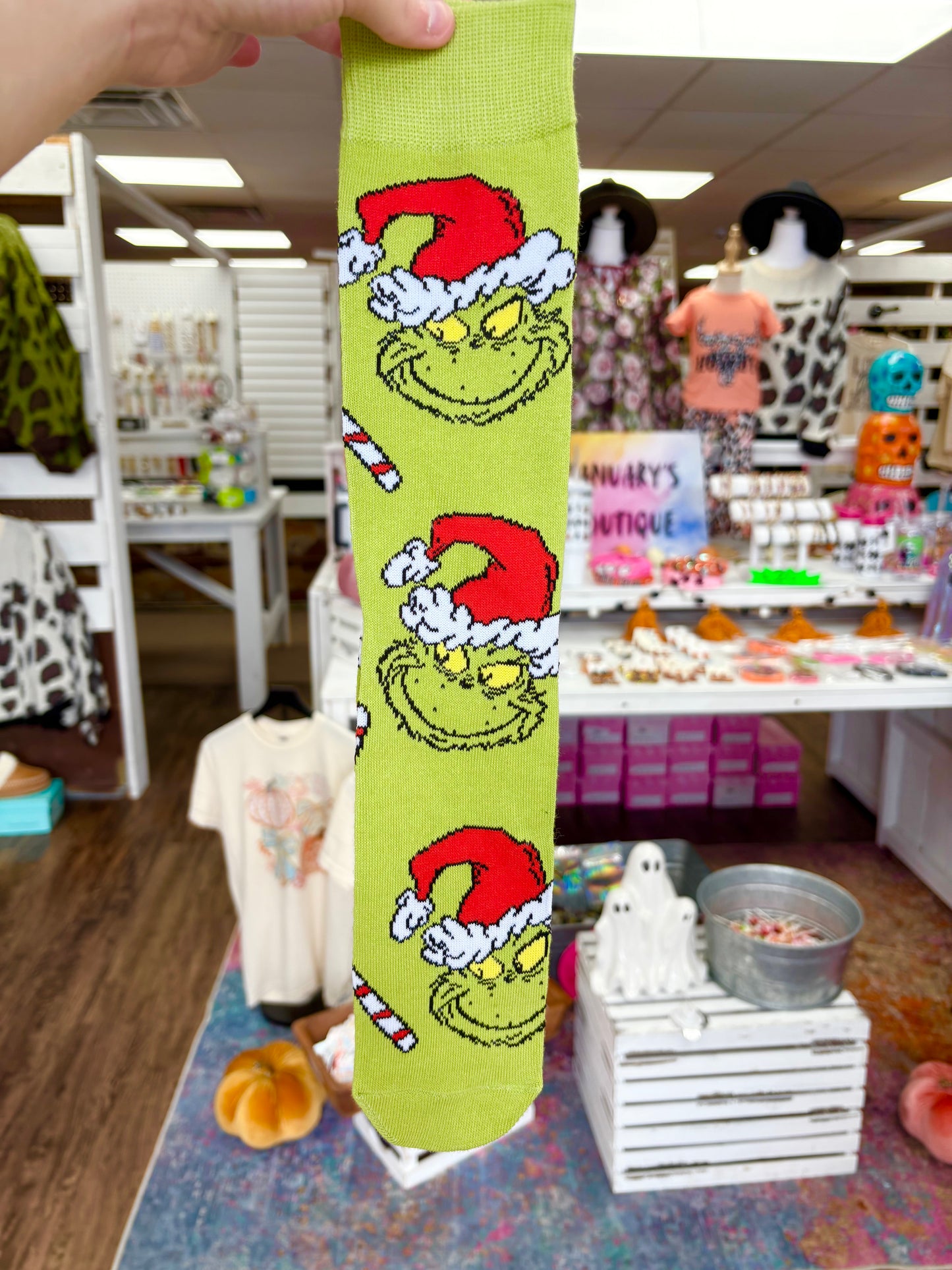 Gr*nch W/ Santa Hat Socks