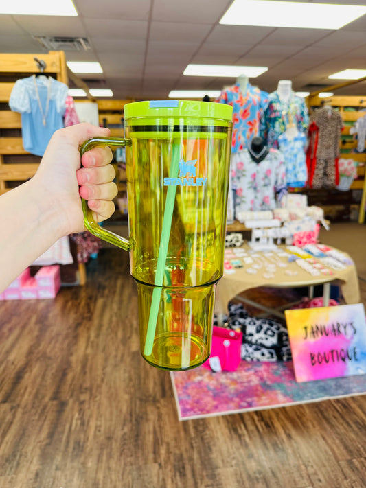 Lime Green/Light Blue Transparent Tumbler
