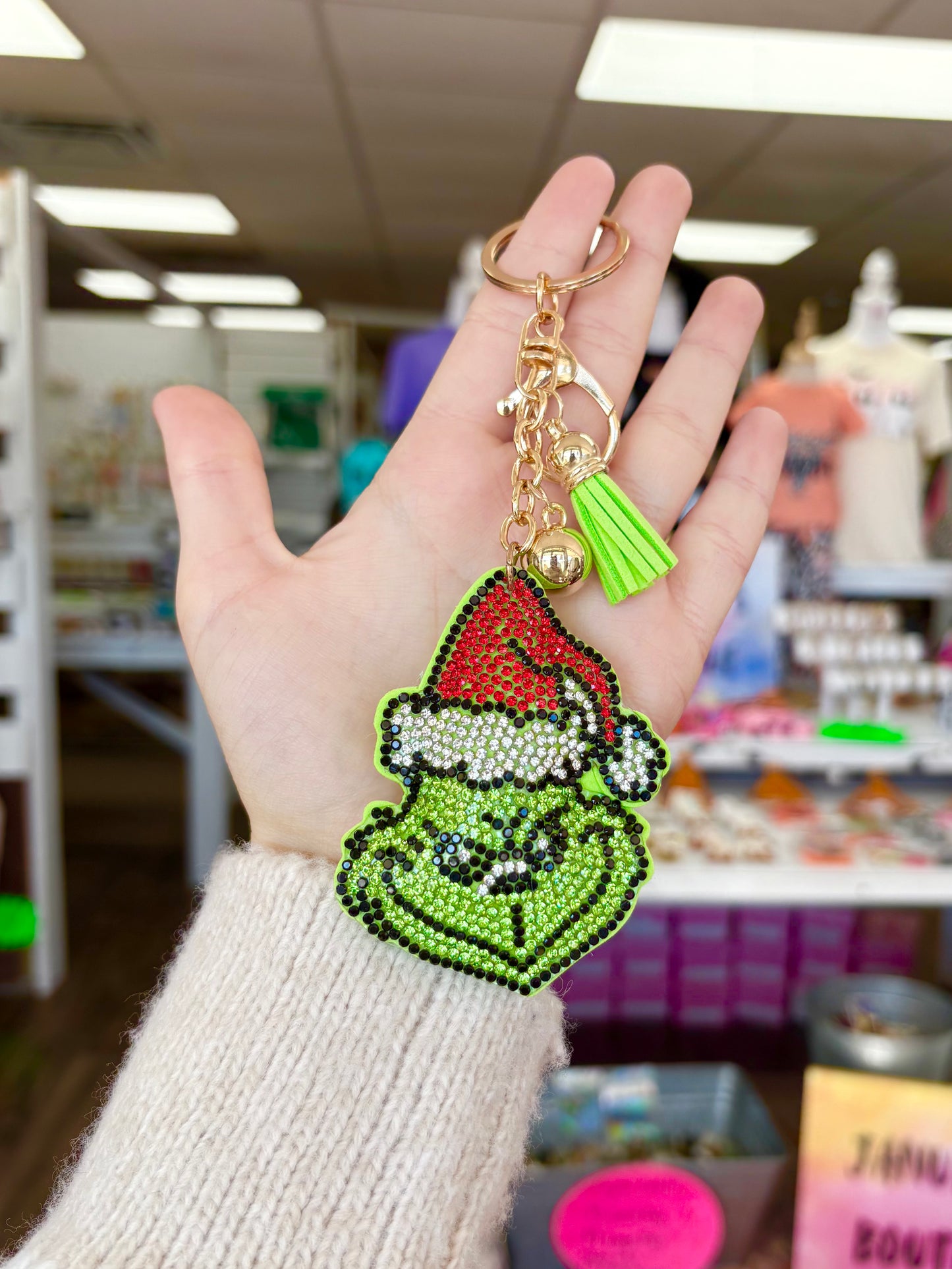 KK Rhinestone Gr*nch Keychain