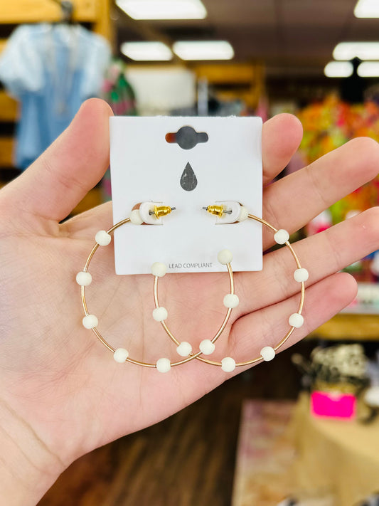 Cream And Gold Ball Hoops