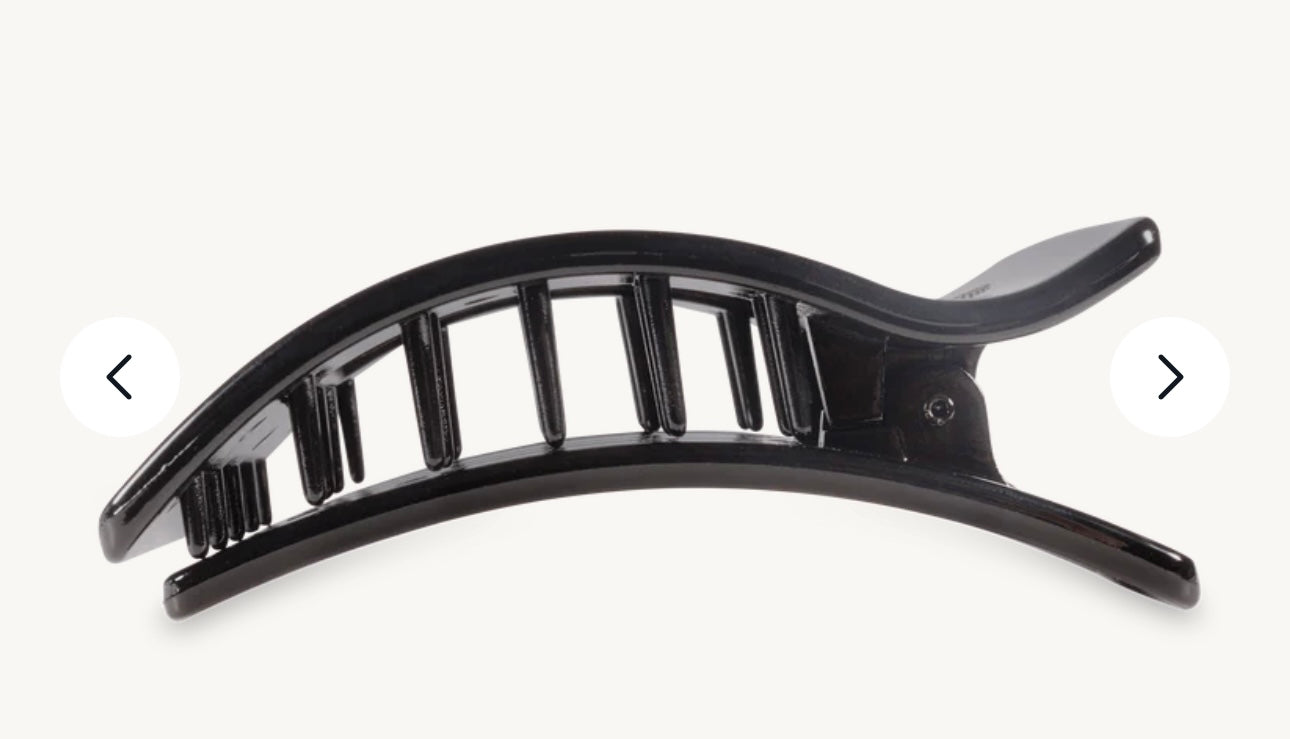 Jet Black Large Flat Rectangle Hair Clip