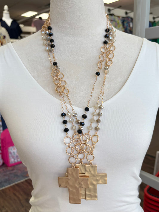 Beaded Chain Cross necklace
