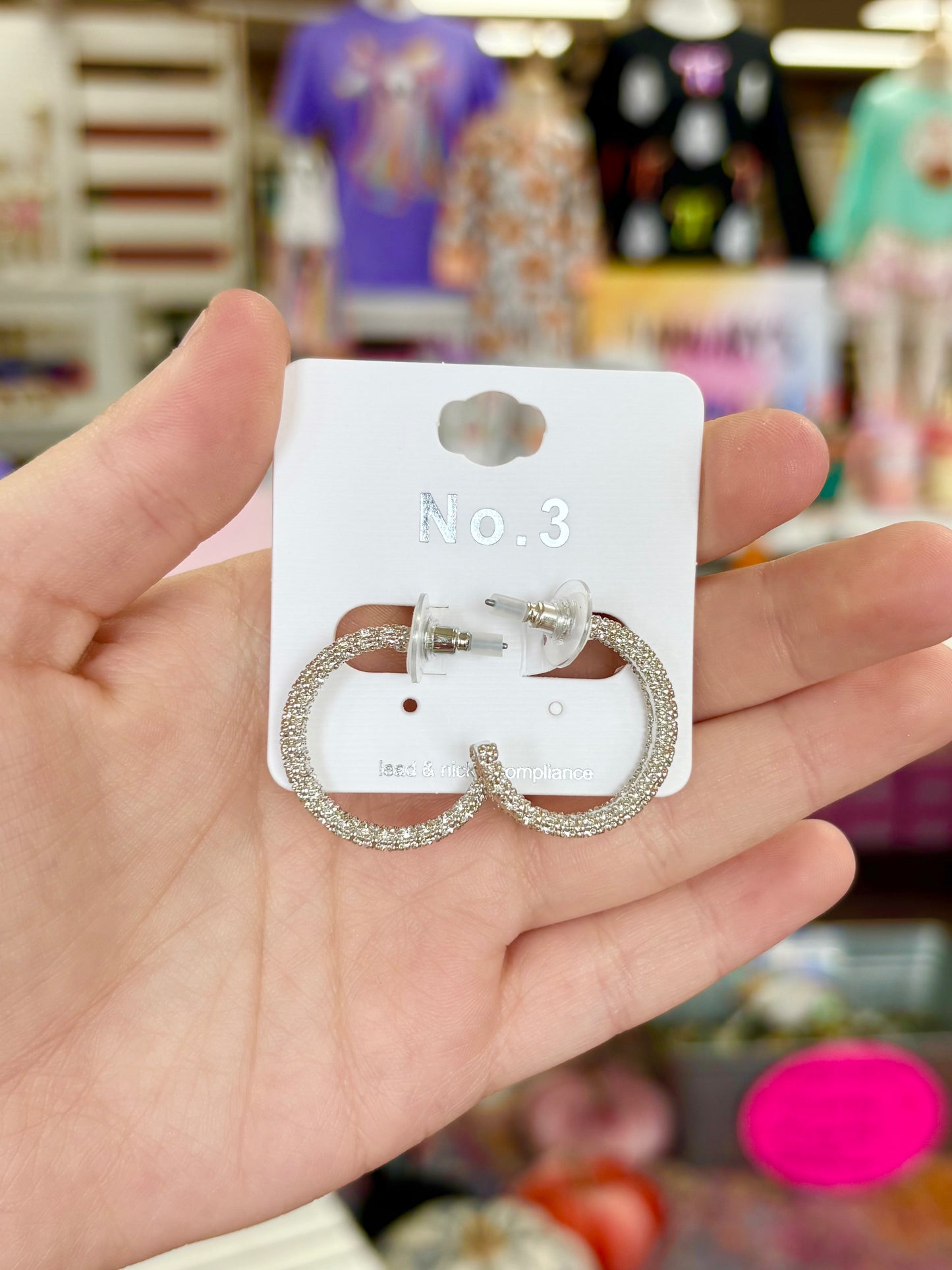 KK Small Thin Textured Silver Hoops