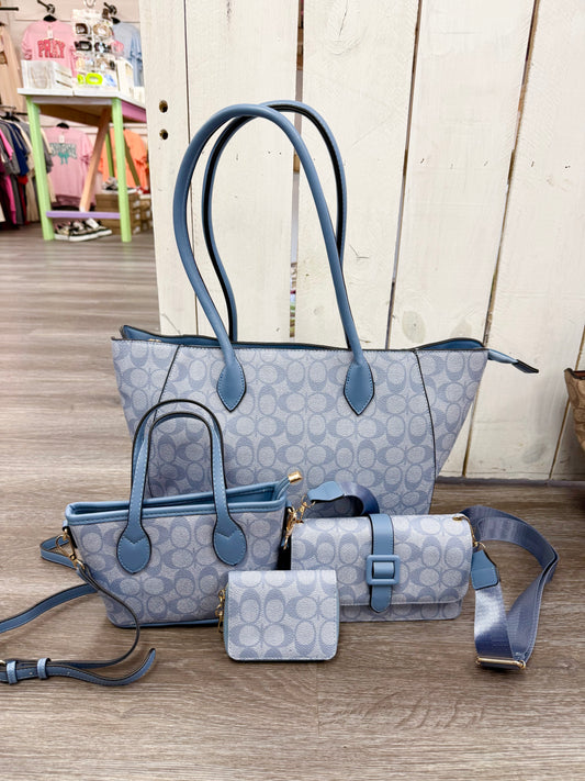 Light Blue Imitation 4-in-1 Bag Set