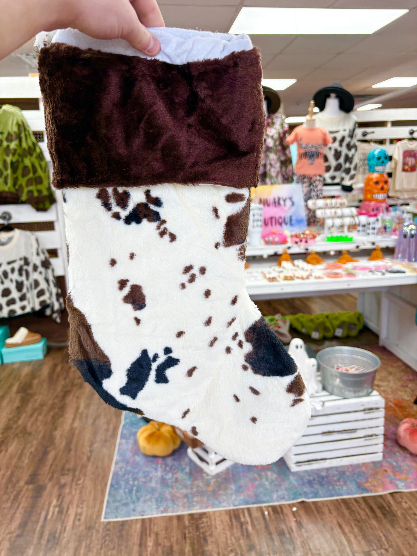 Brown & Cow Print Stocking