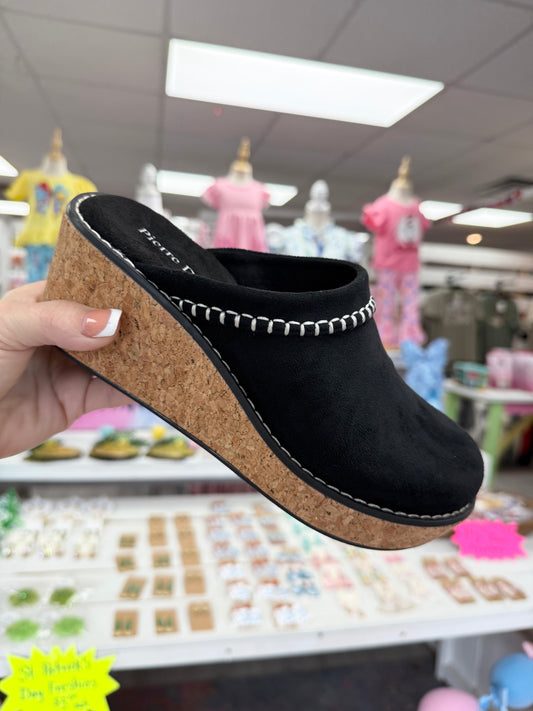 Women’s Pierre Dumas Black Suede Wedges