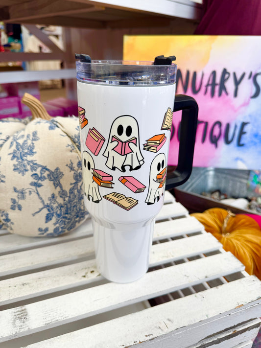 40 oz Ghost With Books Tumbler