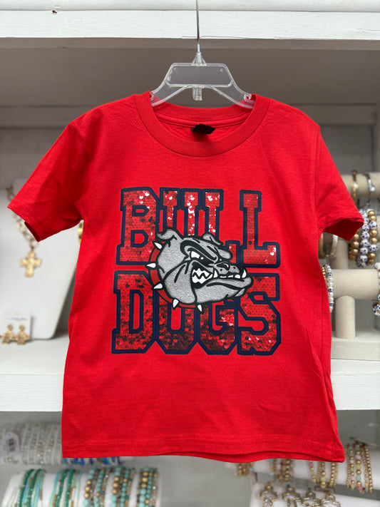 Girl’s Faux Sequin BULLDOGS T-shirt