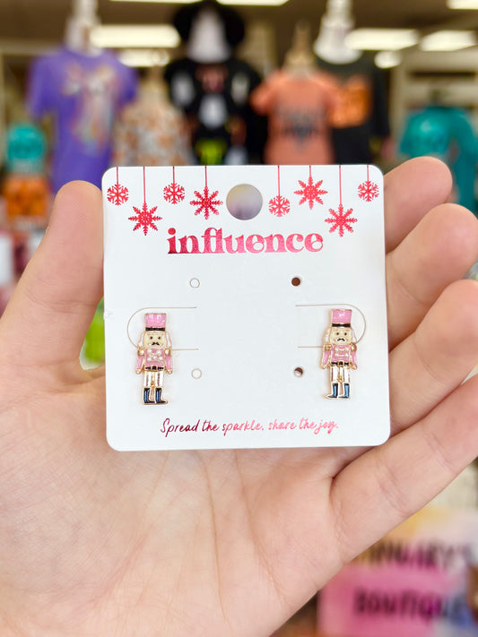 KK Pink Nutcracker Stud Earrings