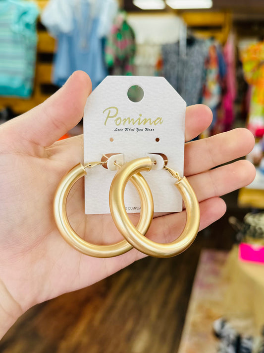 Classic Matte Gold Hoops