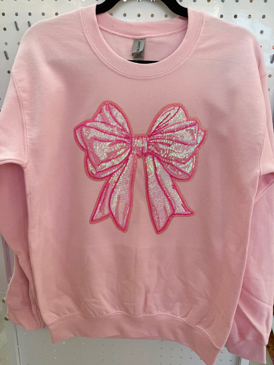 Women’s Pink Sequin Bow Sweatshirt
