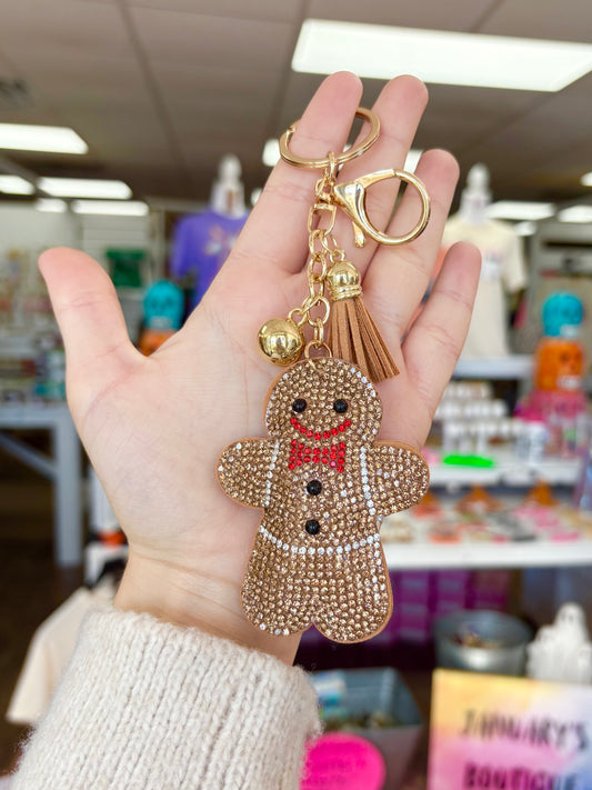 KK Rhinestone Gingerbread Man Keychain