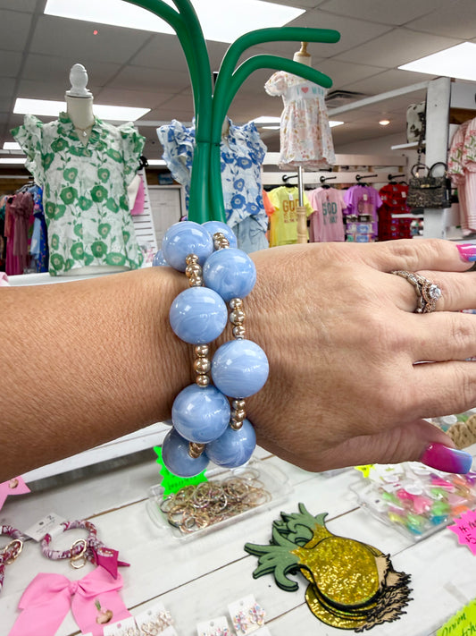 Blue & Gold Chunky Beaded Bracelet