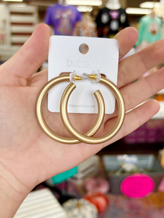 KK Large Matte Gold Hoops