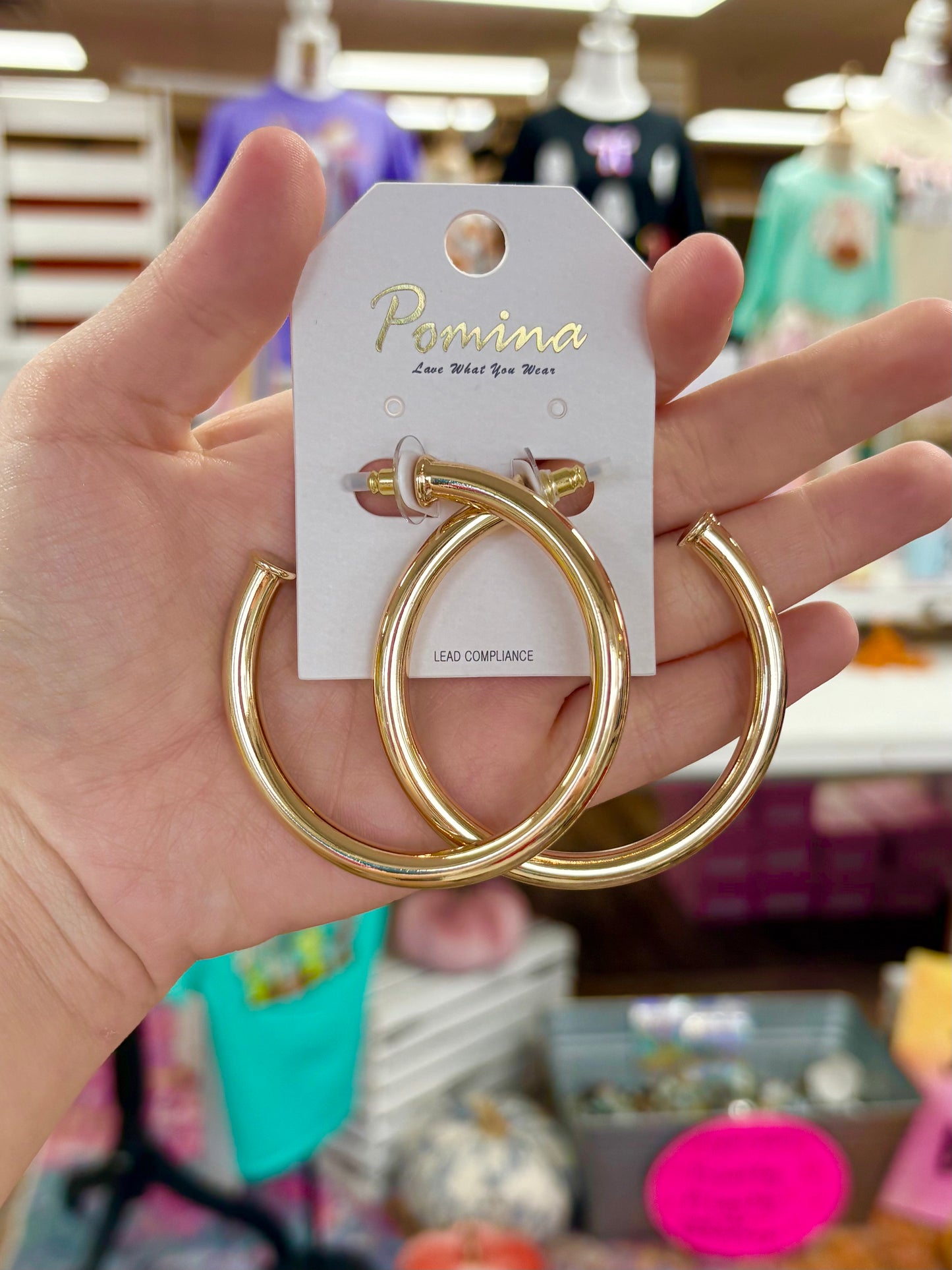 Large Shiny Gold Nail Head Hoops