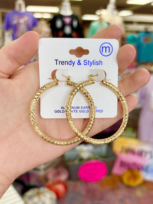 KK Large Gold Textured Hoops