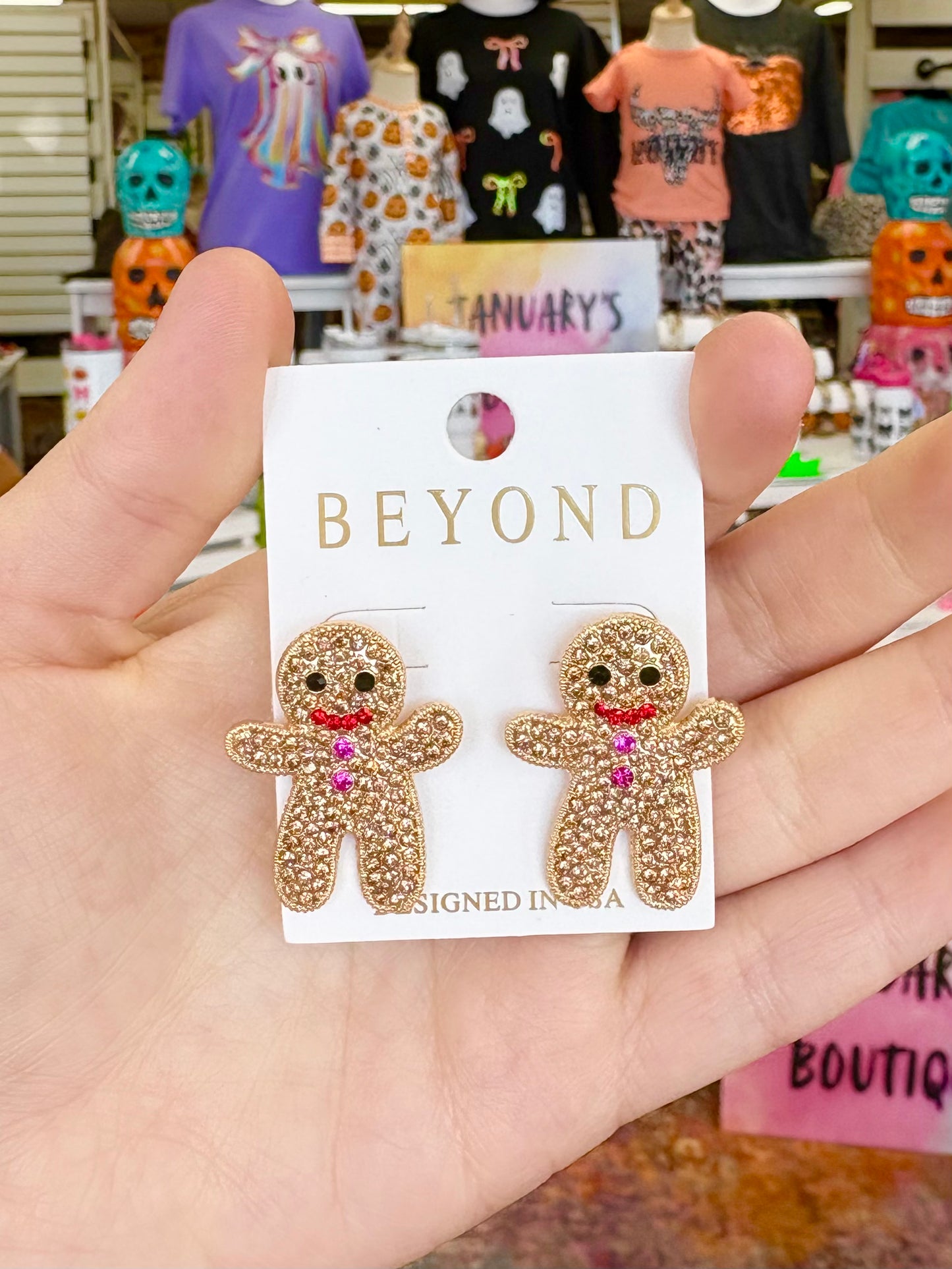 KK Rhinestone Gingerbread Earrings