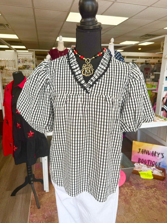 Women’s Jodifl Gingham Black Top