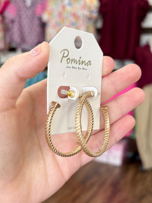 KK Matte Gold Indented Hoops