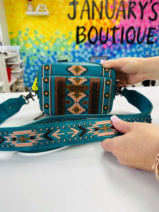 Turquoise Wrangler Aztec Crossbody Bag