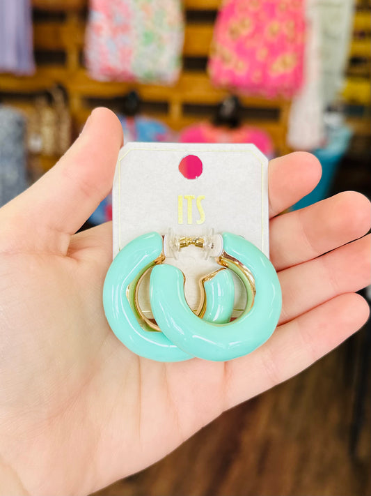 Aqua/Gold Chunky Hoops