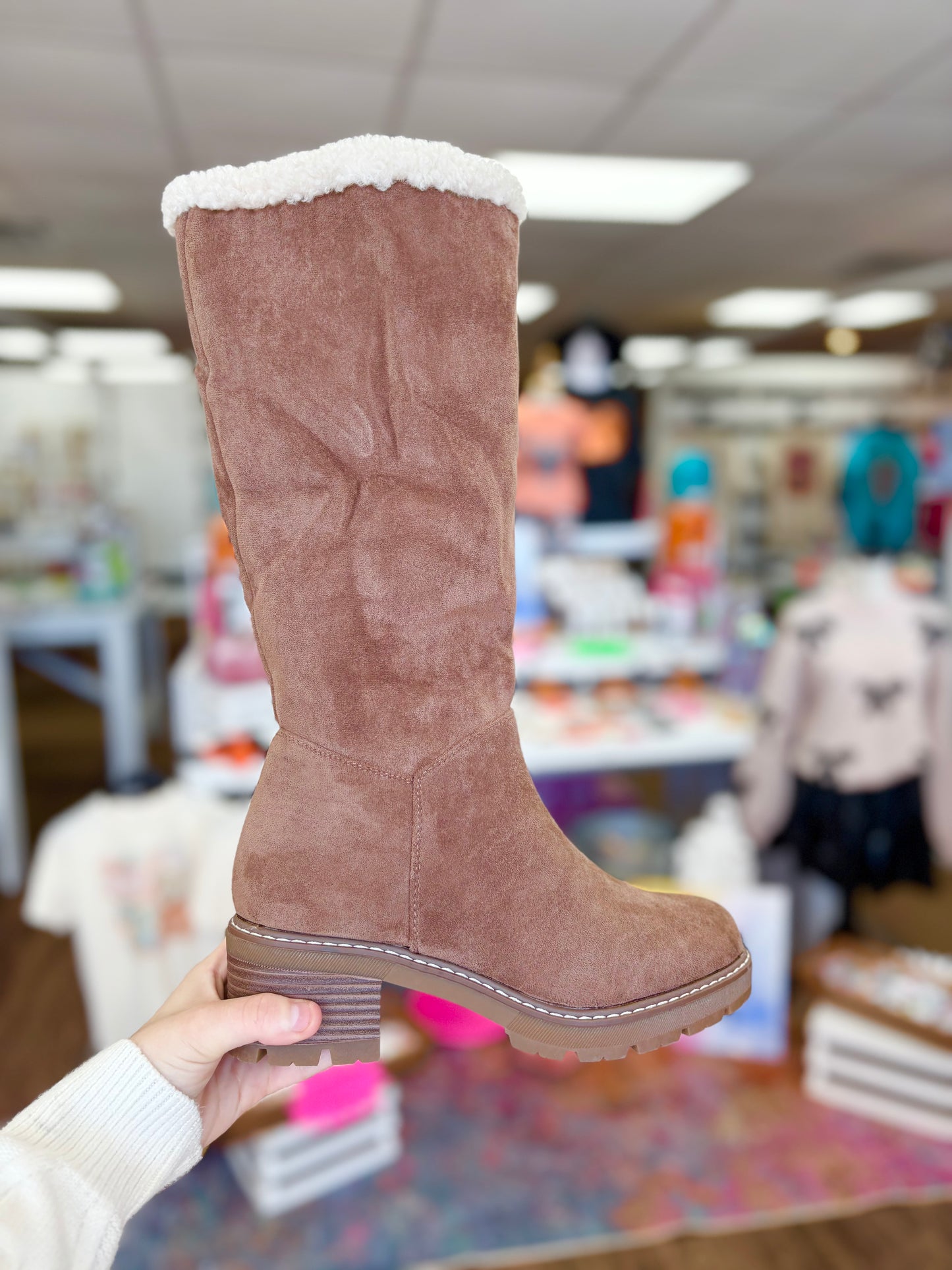 Pierre Dumas Taupe Swede Fur Boots