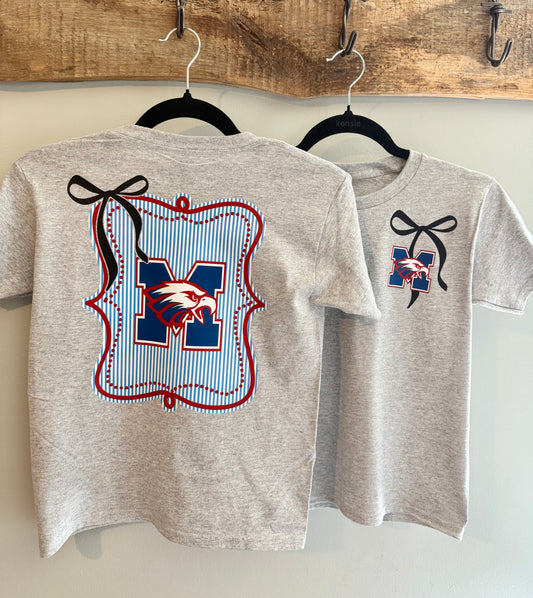 Girl’s Youth Montgomery Eagles Preppy Bow T-shirt