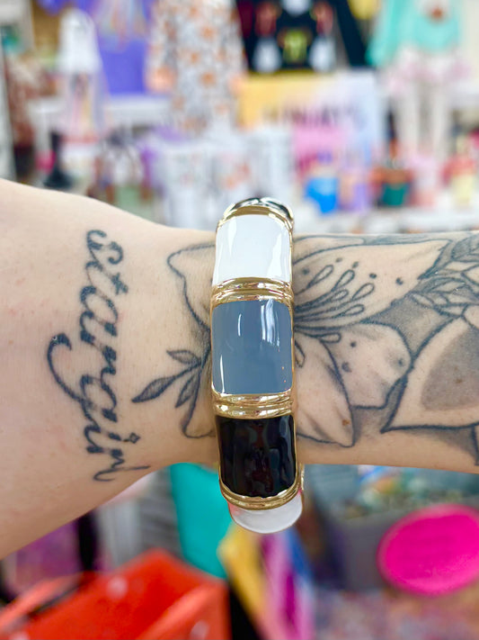 Gold & Dark Multi Enamel Bangle